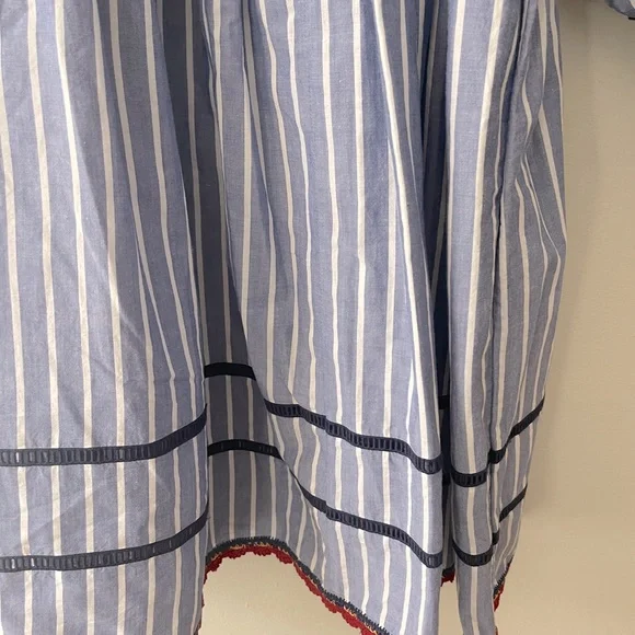 RHODE Jaques Dress Yacht Stripe Cotton Puff Sleeve Babydoll Size XS Retail $445